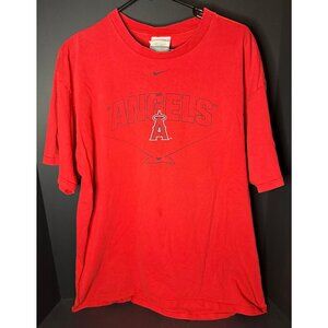 Nike x MLBP Los Angeles Angels Mens L Red T-Shirt Center Swoosh Tee Y2K 2007